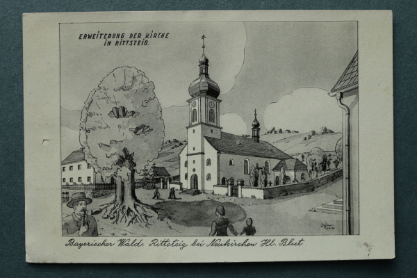 AK Rittsteig bei Neukirchen Hl Blut  / 1920-1940 / Erweiterung der Kirche / Strassenansicht